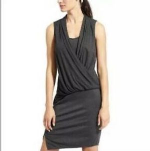 NWOT Athleta Charcoal Grey Sleveless Draped Stretchy Dress Size‎ M